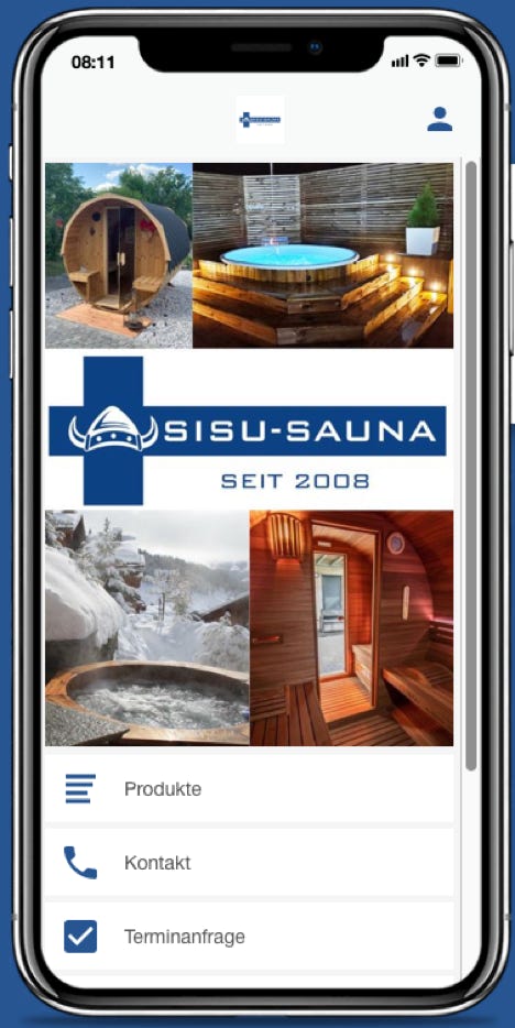 Die SISU-SAUNA-App im Apple App-Store oder im Google Play Store